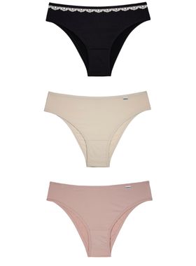 Kit/3 Calcinha Biquíni DelRio 51509 Feminina Basic Microfibra T. P/GG