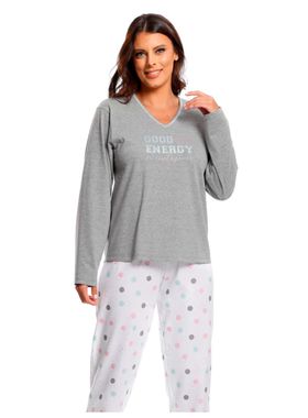 Pijama Manga Longa Paulienne 217.69 Feminino Estampado Algodão T. 42/48