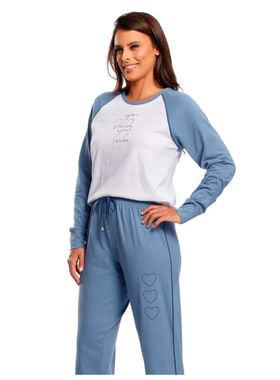 Pijama Manga Longa Paulienne 522.69 Feminino Raglan Algodão T. 42/48