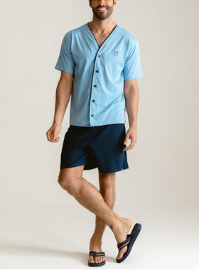 Pijama Curto Groh 626201 Masculino Botões Algodão T. P/GG