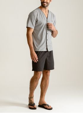 Pijama Curto Groh 626202 Masculino Botões Algodão T. P/GG