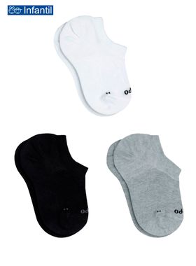 Kit/3 Meia Sapatilha Lupo 02270-089 Kids Algodão T. 24/29 30/35