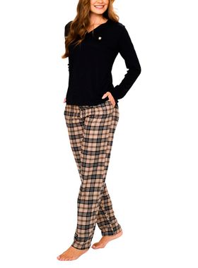 Pijama Longo Podiun 245125 Feminino Xadrez Viscolycra T. P/GG