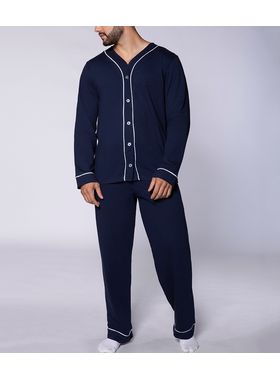 Pijama Longo Lupo 28452-001 Masculino Abotoado Algodão T. P/XG