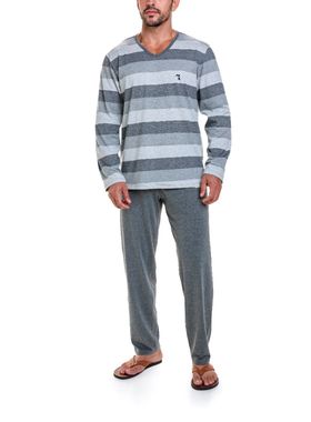 Pijama Longo Paulienne 223.72 Masculino Listrado Algodão T. 44/54