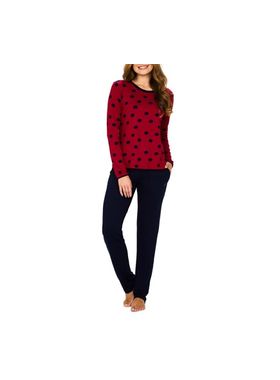 Pijama Longo Podiun 245122 Feminino Poá Viscose T. P/XG