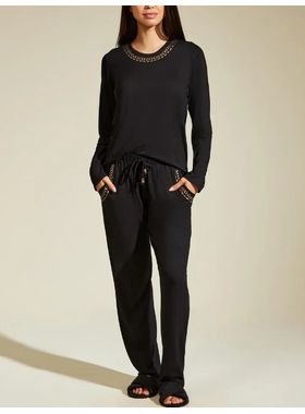 PijamaLongo Recco 16897 Feminino Gola Trabalhada Viscose T. 42/48