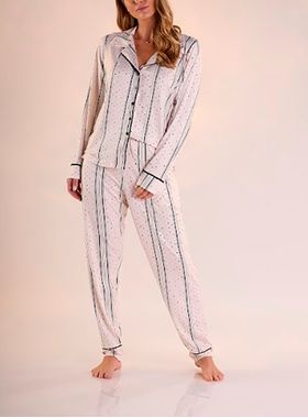 Pijama Longo Pzama 100194 Feminino Malha Modal Viscose T. P/EG