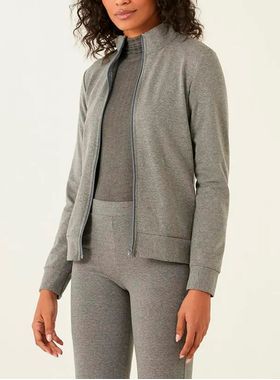 Jaqueta Moletom Malwee 1000026298 Feminina Gola Alta Flanelada Algodão T. P/XGG