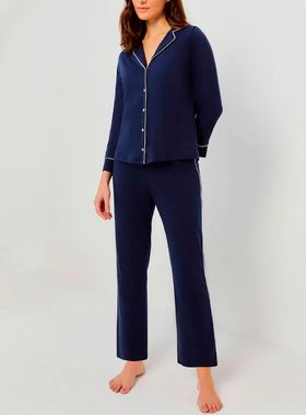 Pijama Longo Hering 7CYH Feminino Botões Algodão T. P/XG