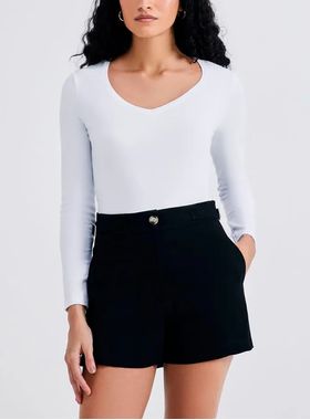 Blusa Manga Longa Hering 4D8A Feminina Gola V Algodão (Antiga 02J5) T. P/EXG