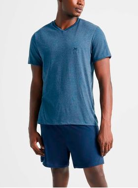 Pijama Curto Hering 7613 Masculino Gola V Algodão T. P/XXG