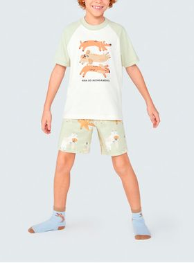 Pijama Curto Hering 56MZ Infantil Interativo Algodão T. 04/14