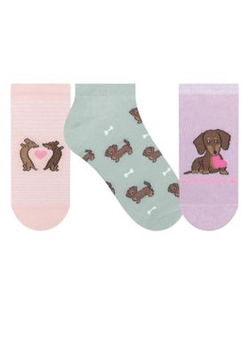 Kit/3 Meia Sapatilha Selene 7360.001 Feminina Estampada Algodão T. 34/39