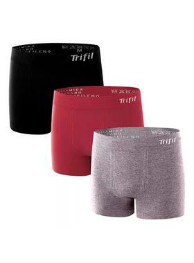 Kit/3 Cueca Boxer Infantil Trifil CK4118 Sem Costura Microfibra T. P/G