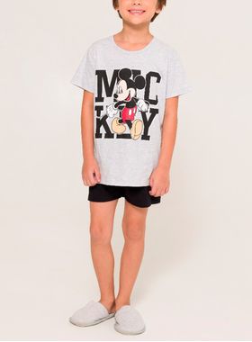 Pijama Curto Disney 52.03.0041 Infantil Mickey Meia Malha T. 04/08