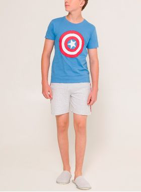 Pijama Curto Marvel 53.05.0032 Juvenil Capitão América Algodão T. 10/14