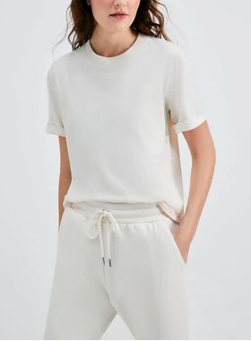 Camiseta Manga Curta Hering 4H09 Feminina Com Dobra Algodão T. P/XG