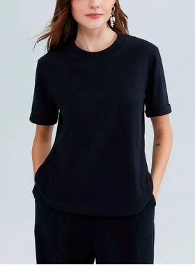 Camiseta Manga Curta Hering 4H09 Feminina Com Dobra Algodão T. P/XG