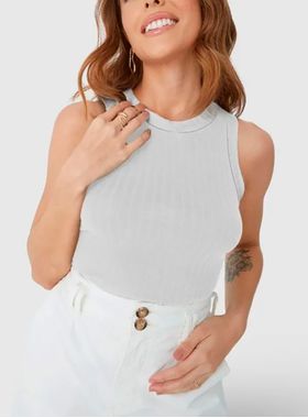 Regata Long Cropped Malwee 1000113554 Feminina Canelada Viscose T. P/XGG