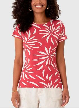 Blusa Manga Curta Malwee 1000085891 Feminina Estampada Viscolinho T. P/XGG