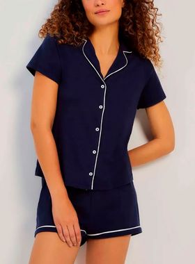 Pijama Curto Hering 7CYG Feminino Americano Algodão T. P/XG