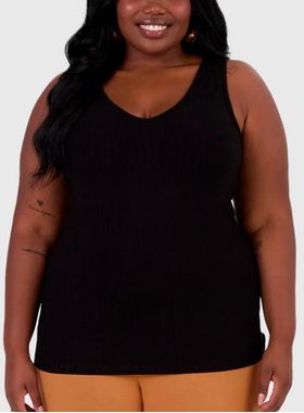 Regata Malwee 1000087854 Feminina Plus Size Canelada Viscose T. G1/G3