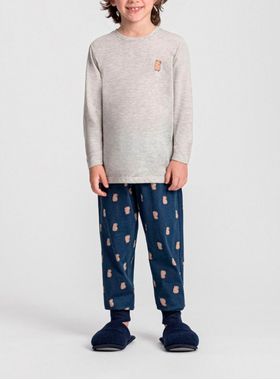 Pijama Longo Mensageiro Dos Sonhos 0141483 Infantil Capivara 1/2 Malha Algodão T. 04/12