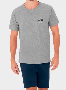 Pijama Curto Malwee 1000126762 Masculino Sleep Mode Meia Malha Algodão T. P/GG