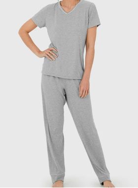Pijama Longo Malwee 1000126829 Feminino Clássico Viscose Stretch T. P/XGG