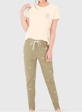 Pijama Longo Malwee 1000126838 Feminino Estampa Puff Algodão T. P/GG