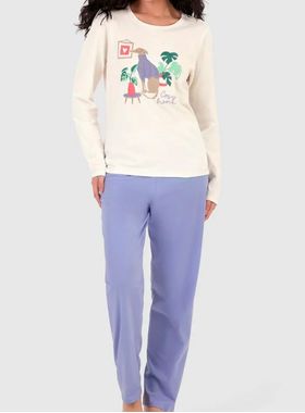 Pijama Longo Malwee 1000126832 Feminino Estampas Algodão T. P/GG