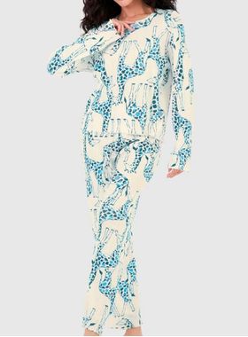 Pijama Longo Malwee 1000126862 Feminino Estampado Meia Malha Texturizada T. P/GG