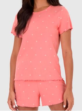 Pijama Curto Malwee 1000128767 Feminino Estampa Poá Algodão T. P/XGG