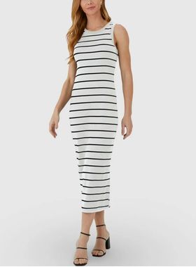 Vestido Midi Malwee 1000128794 Feminino Listrado Ribana T. P/GG