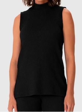 Blusa Regata Malwee 1000128583 Feminina Gola Alta Malha Texturizada T. P/GG