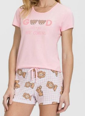 Short Doll Mensageira Da Paz 033432 Feminino Ursos Meia Malha T. P/GG