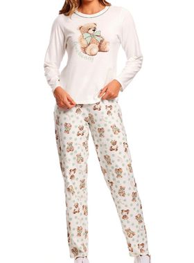 Pijama Longo Paulienne 217.74 Feminino Ursos Algodão T. 42/48