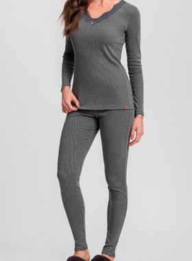 Pijama Longo Mensageiro Dos Sonhos 0141503 Feminino Renda e Ribana T. P/GG