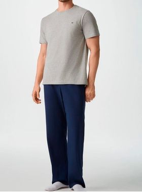 Pijama Longo Hering 7CUD Masculino Gola Redonda Meia Malha T. P/XXG