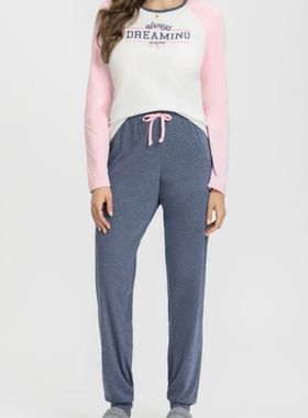 Pijama Longo Mensageira Da Paz 034154 Feminino Dreaming Meia Malha T. P/GG