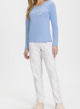 Pijama Longo Mensageira Da Paz 034163 Feminino Florescer Algodão T. M/GG