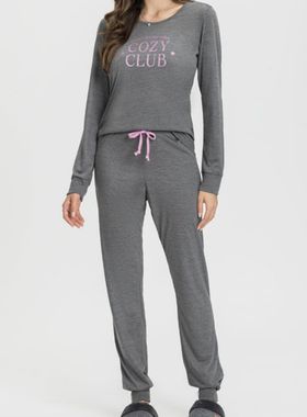 Pijama Longo Mensageira Da Paz 034153 Feminino Cozy Club Meia Malha T. M/GG
