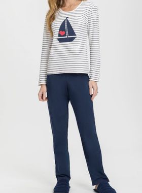 Pijama Longo Mensageira Da Paz 034146 Feminino Náutico Meia Malha T. P/GG