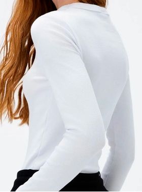 Blusa Manga Longa Hering 4H5R Feminina Slim Ribana Canelada T. P/XG