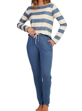 Pijama Longo Podiun 255123 Feminino Listras Viscolycra T. P/GG