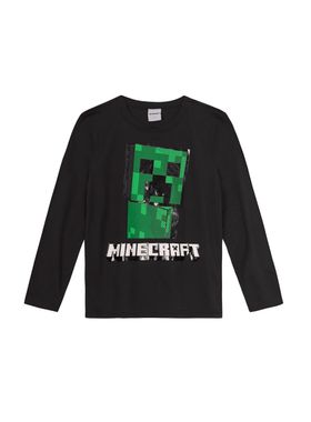 Camiseta Manga Longa Brandili 55827 Infantil Minecraft Meia Malha T. 06/12
