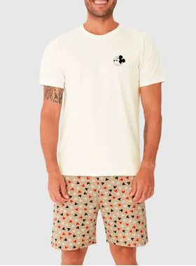 Pijama Curto Malwee 1000130886 Masculino Mickey Malha Algodão T. P/GG