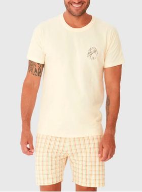 Pijama Curto Malwee 1000130725 Masculino Xadrez Malha Algodão T. P/XGG