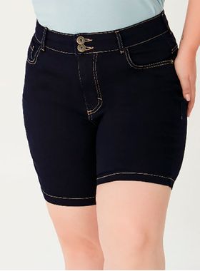 Bermuda Jeans Malwee 1000129465 Feminina Plus Size Cintura Média Stretch T. 48/56